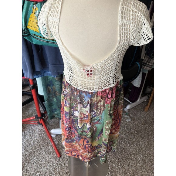 V Christina Crochet Rainbow Boho Dress Size L - Picture 4 of 5